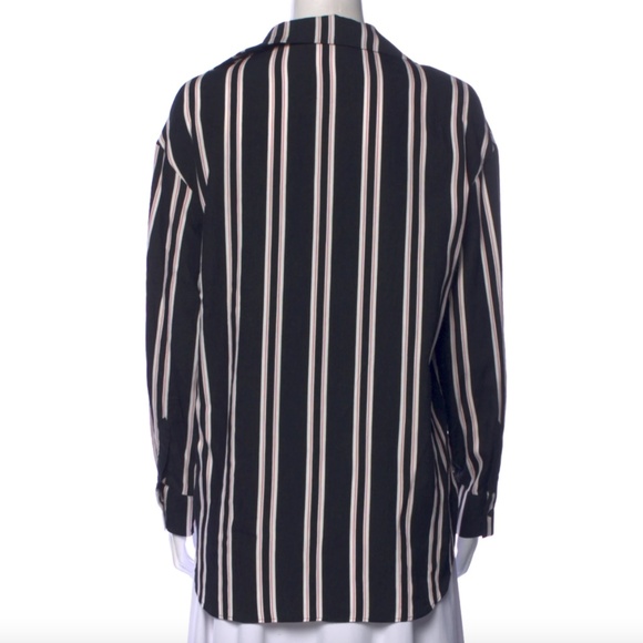 Maje Striped V-Neck Button-Up Top Size: M - Picture 3 of 3